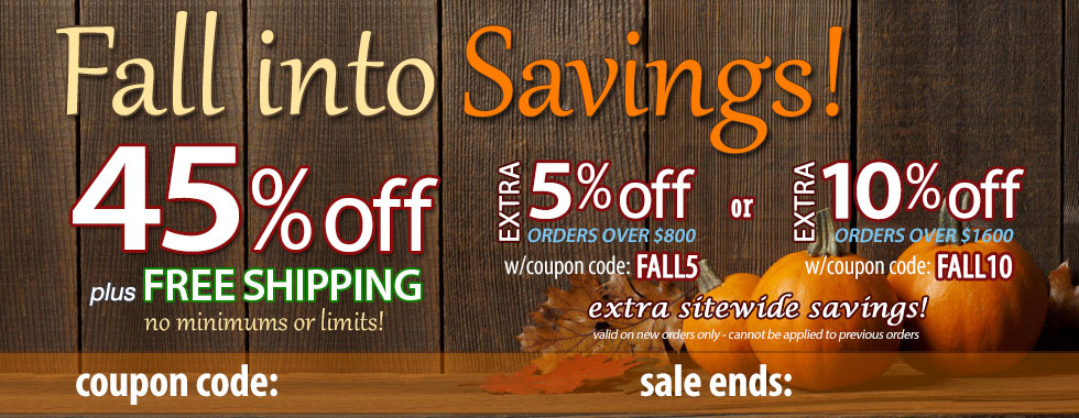 45% off Fall Savings Sale!